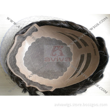 Human Hair Mono Base Men's Toupee
